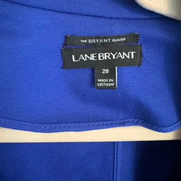 Lane Bryant 28 Royal Blue Jacket with Faux Black Leather trimmed collar - Picture 2 of 7